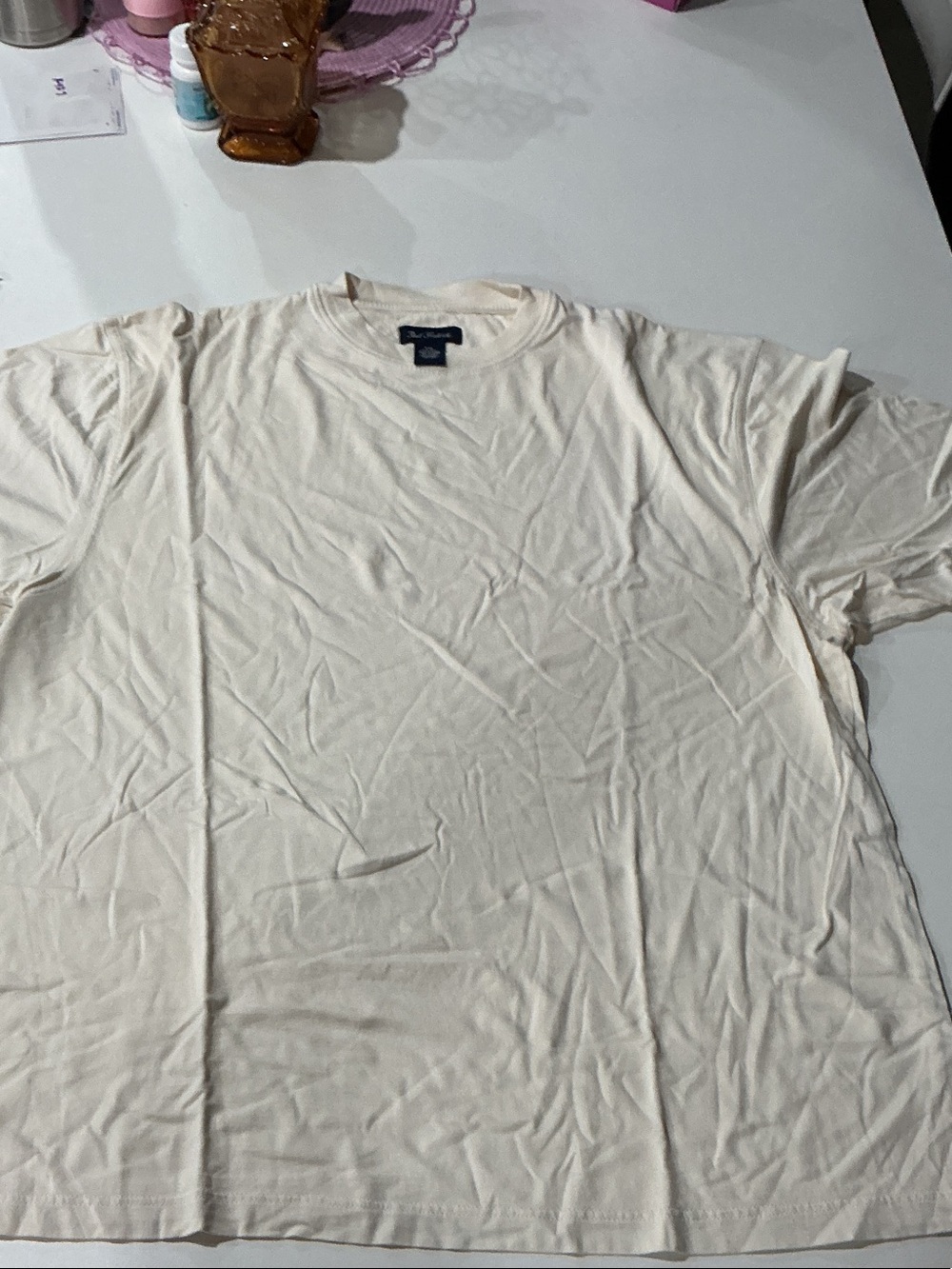 Paul Fredrick Cream Short Sleeve Crew Neck T-Shirt